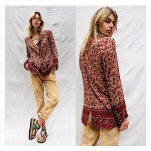 Free People Bellflower Printed Border Blazer